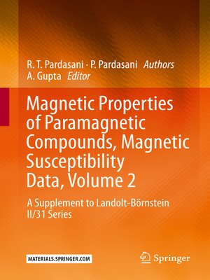 cover image of Magnetic Properties of Paramagnetic Compounds, Magnetic Susceptibility Data, Volume 2